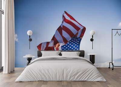 Man with USA flag. Wall mural