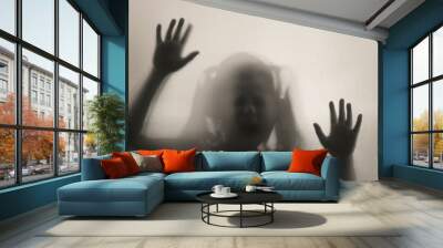 Shadowy figure, child behind glass - horror background Wall mural