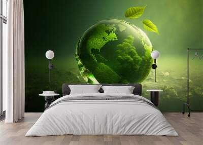 World environment and earth day concept with glass globe and eco friendly enviroment Wall mural