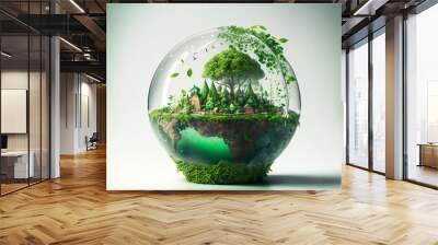 World environment and earth day concept with glass globe and eco friendly enviroment Wall mural