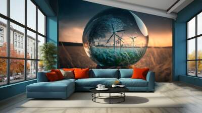 World environment and earth day concept with glass globe and eco friendly enviroment Wall mural