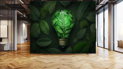 World environment and earth day concept with green leaves in lightbulb. Eco friendly enviroment Wall mural