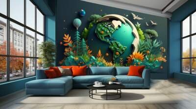 World environment and mother earth day concept with surreal, colorful Earth. Wall mural