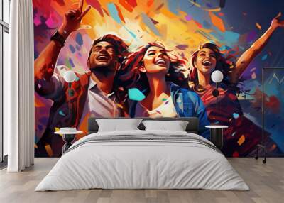 Young people dancing in the club.Nightlife and disco concept Wall mural