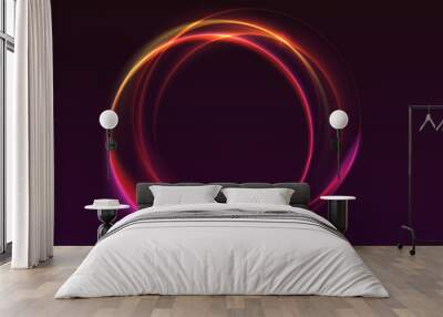 Abstract ring background with luminous swirling sparkle. Glowing spiral. Shine round frame tunnel with circles light effect. Cover for your presentation and design with space for your message. Wall mural