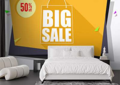 Big sale origami banner. Wall mural