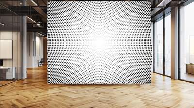 halftone pattern background with radial effect, round spot shapes, vintage or retro graphic with pla Wall mural