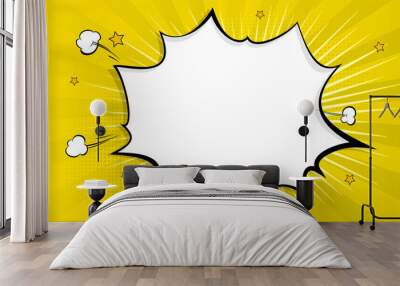 pop art splash background, explosion in comics book style, blank layout template with halftone dots, Wall mural