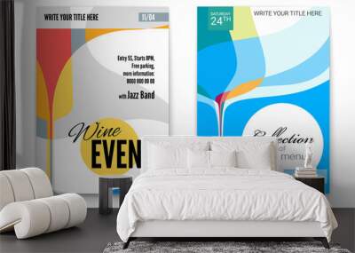 Template for Cocktail Party, Wine festival event or menu covers, A4 size. Vector template of poster, design layout for brochure, banner, flyer. Posters design with abstract graphic isolated on white Wall mural