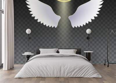 Wings and golden halo. Wall mural