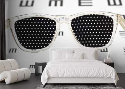 Pinhole glasses on an children eye chart Wall mural