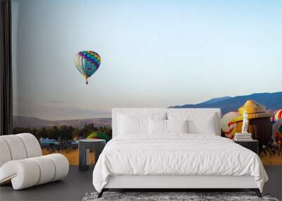 Colorful Hot Air Balloons Soaring at Reno NV Balloon Festival Wall mural