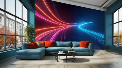 Futuristic and scientific abstract neon beam lights background Wall mural