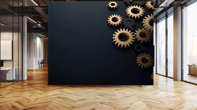 golden gear wheels  technological background Wall mural