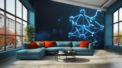 Molecule structions on dark background Wall mural