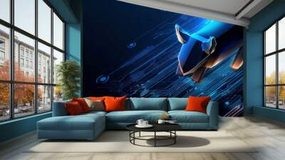 Technological bull market stock exchange concept art Wall mural