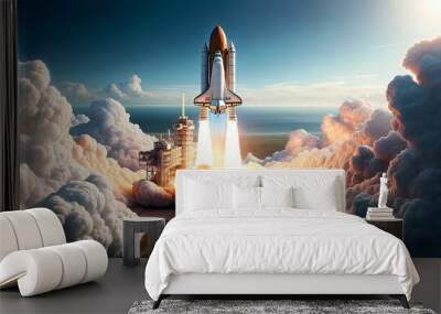  a space shuttle blasting off from its launchpad Wall mural