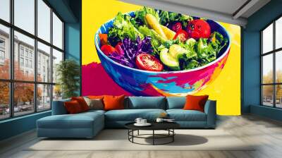 a colorful salad bowl with fresh ingredients Wall mural