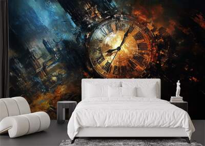 a ticking clock with a sense of urgency Wall mural