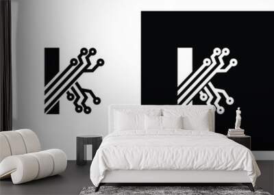 Abstract Letter K technology Logo Design Template Wall mural