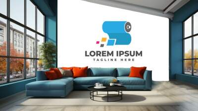 Digital Printing Logo Vector Icon Illustration Wall mural