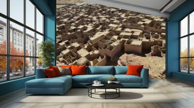 The Old Town of Al Ula, Saudi Arabia, Houses in the old Town were built around a high eminence away from valleys and floods. It built out of mud brick Wall mural