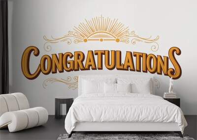 congratulations decorative design lettering on plain white background Wall mural