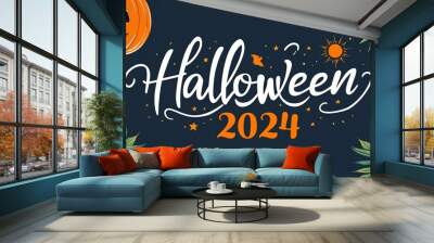 halloween 2024 calligraphic word lettering on summer concept holiday design background Wall mural