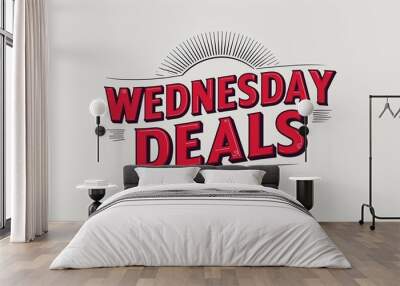 Wednesday deals decorative design lettering on plain white background Wall mural