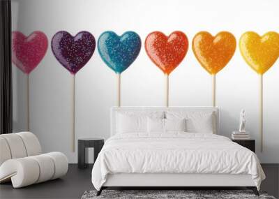 Colorful Heart-Shaped Lollipops Wall mural