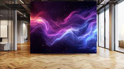 The swirling purple design displays sparkling artistic energy, a digital artistic abstract art style for the background, with high quality. Wall mural