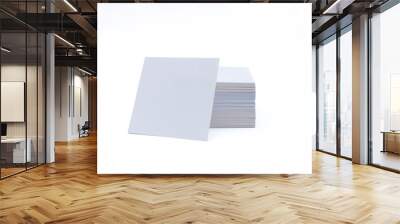 Mockup of white business cards stack isolated on white background. Mock-up and template for branding identity. Wall mural