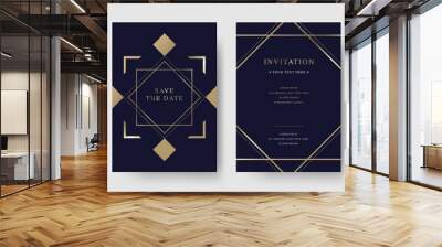 Set of vintage luxury dark and gold vector invitation card Wall mural