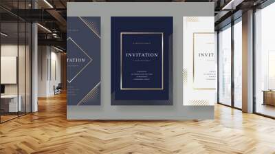 Vintage luxury invitation card  with golden frame design vector set Wall mural