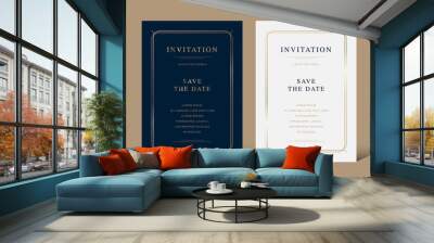 Vintage luxury invitation card with golden frame vector design Wall mural