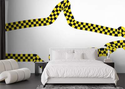 black and yellow outline of a shark on a white background Wall mural