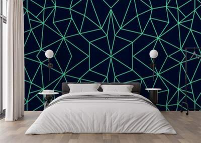 dark blue background abstract polygon line outline vector Wall mural