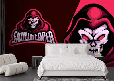 red skull reaper mascot sport logo illustration Wall mural