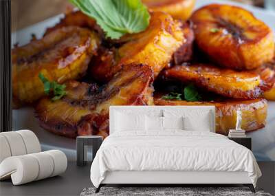 Fried Sweet Plantains banana on a Plate Wall mural