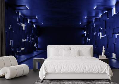 Empty dark room, Modern Futuristic Sci Fi Background. Wall mural