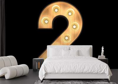 Marquee light Number 2 with clipping path. 3D illustration Wall mural