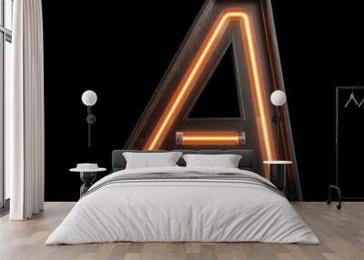 Neon Light Alphabet A with clipping path Wall mural