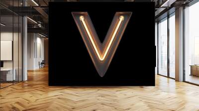 Neon Light Alphabet V with clipping path. 3D illustration Wall mural