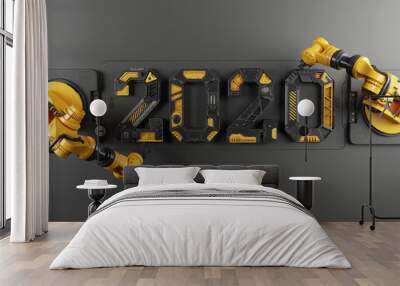 New year 2020 made from Robot alphabet Wall mural