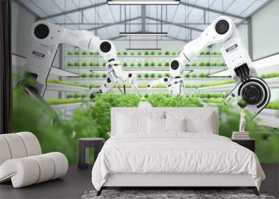 Smart robotic farmers concept, robot farmers, Agriculture technology, Farm automation Wall mural