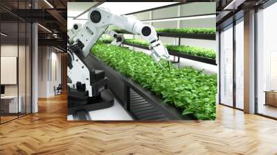 Smart robotic farmers concept, robot farmers, Agriculture technology, Farm automation Wall mural