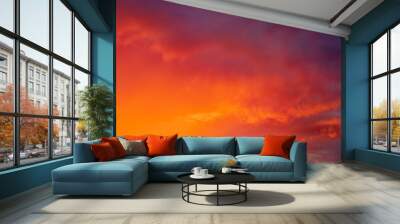 Fiery colorful sunset sky. Beautiful sky. Wall mural