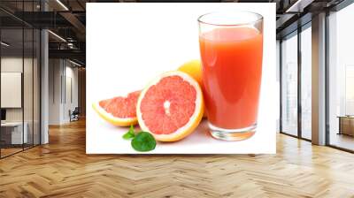 Grapefruit juice and ripe grapefruits Wall mural