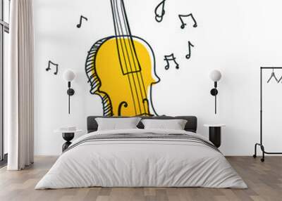 Modern linear thin flat design. The stylized image of Violin. classic music festival logo Template for covers, logo, posters, invitations  illustration
 Wall mural