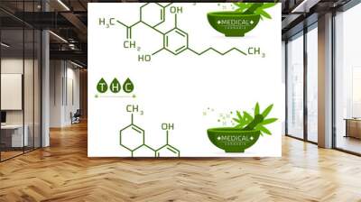 Thc and cbd of Cannabis molecule formula vector illustration Wall mural